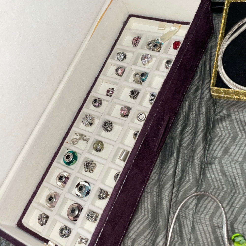 Many authentic Pandora charms and bracelets, necklaces